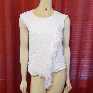 REBECCA TAYLOR White Fringe Top Blouse size 0